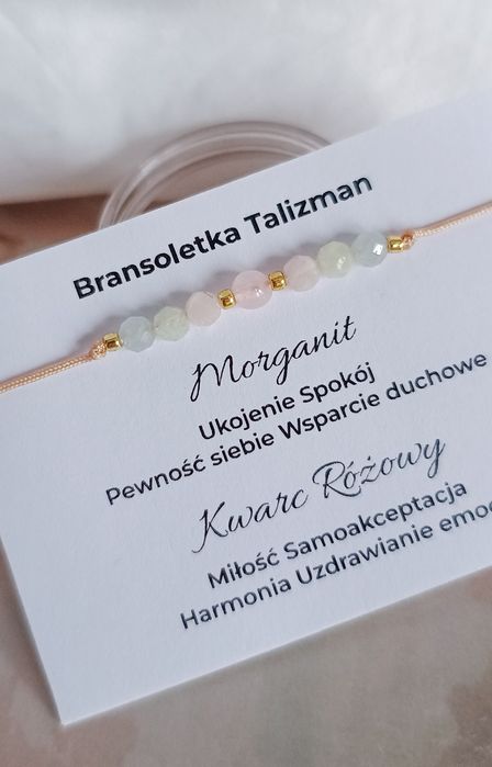 Bransoletka kamienie naturalne minerały morganit kwarc różowy