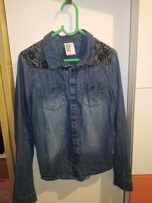 Koszula H&M 10-11 jeansowa czarna koronka