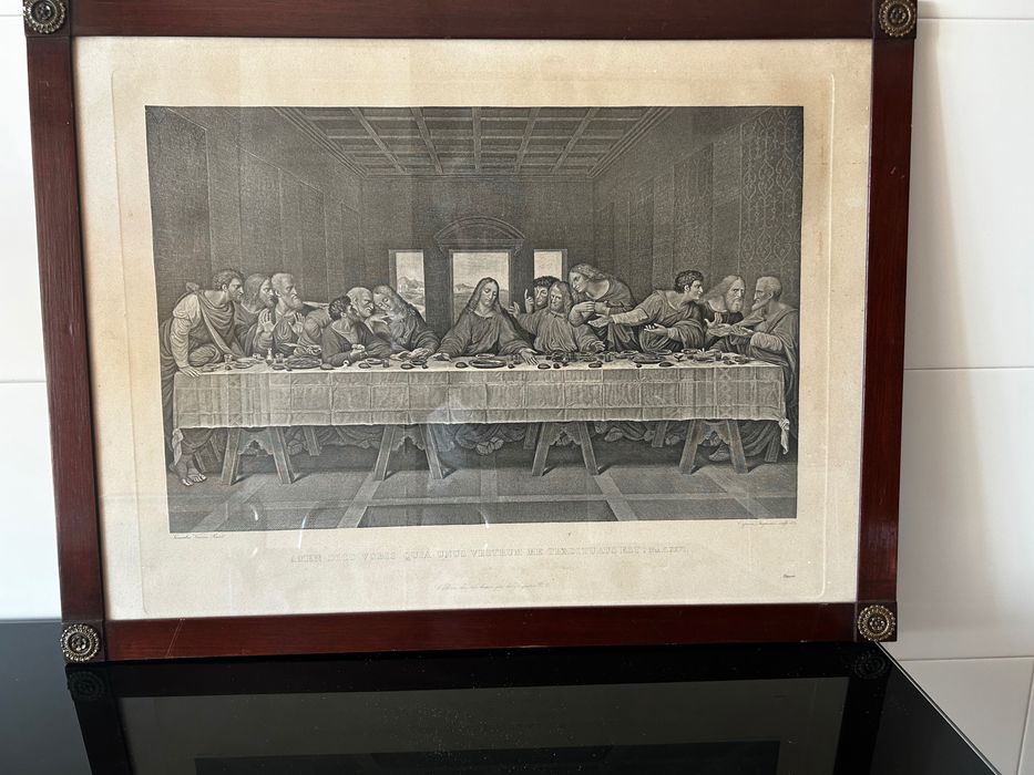 Quadro com a reprodução de “A última ceia” de Leonardo da Vinci