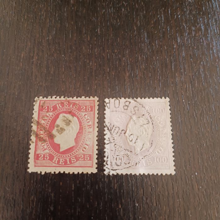 Selo D. Luis I 100 reis // 25 reis