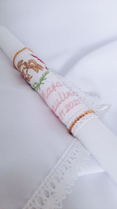 Zestaw szatka + świeca anioł kwiaty okapnik Gratis