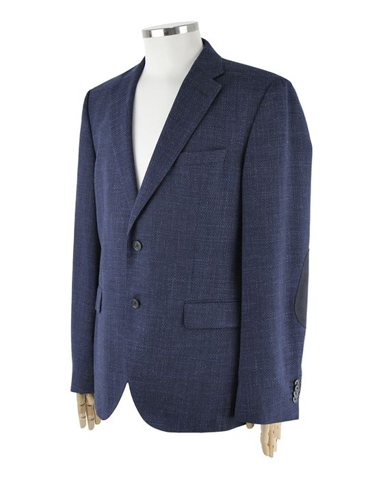 HUGO BOSS  чоловічий синій фактурний піджак з налокітниками. Оригінал. 52 (L/XL)