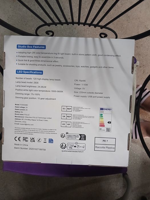 Estúdio Fotográfico Portátil Puluz 30cm LED Ring Light Caixa de Luz (Novo)