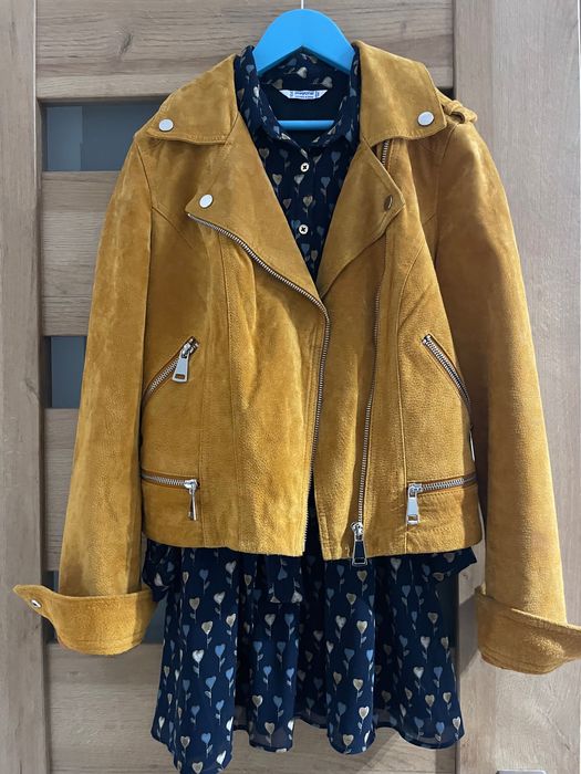 Kurtka ramoneska prawdziwa skóra musztardowa rozmiar S Vero Moda