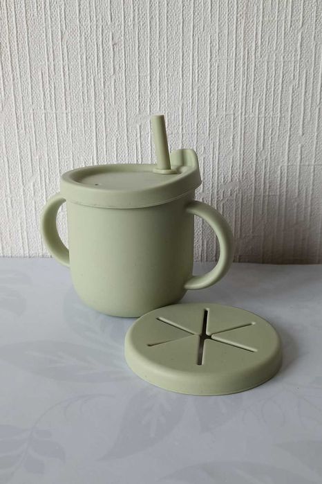 детская силиконовая чашка  поильник-непроливайка