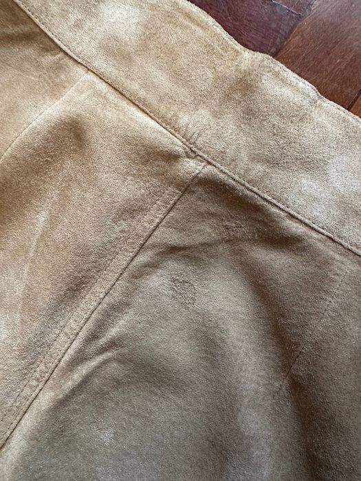 Юбка бежевая беж замш натуральный кожа натуральная xs s real leather