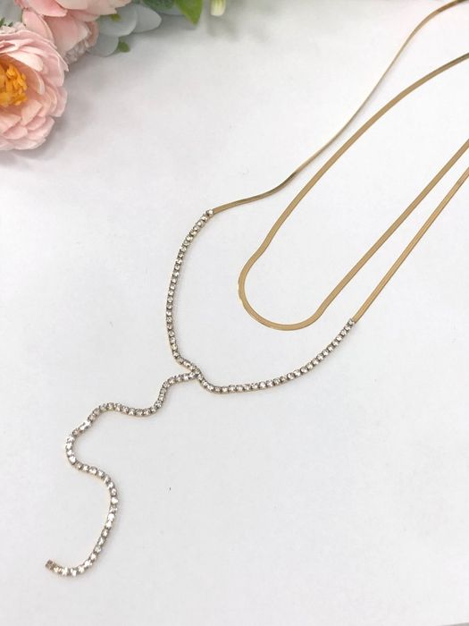 Naszyjnik Snake Gold Cyrkonie Elegancki Glamour