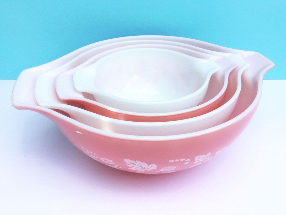 Conjunto de 4 Tigelas Pyrex | Groselha Rosa | EUA, anos 1950