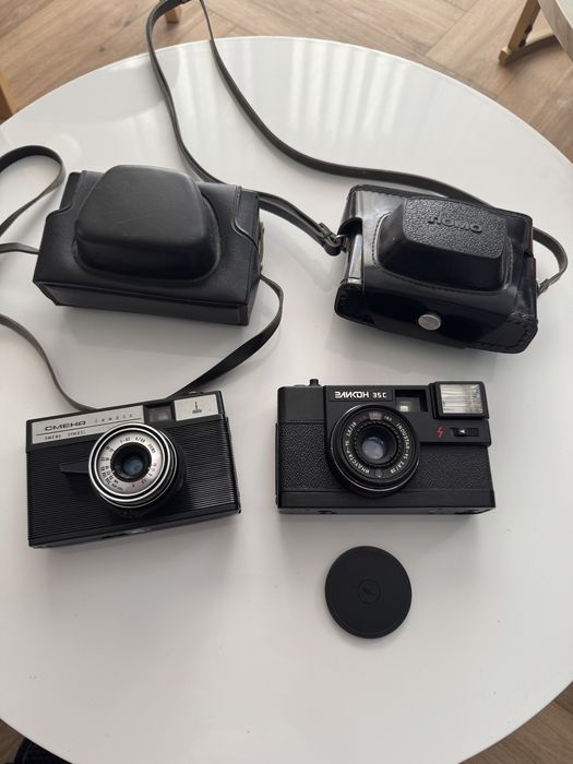 2x stary aparat fotograficzny Smena CMEHA NOMO retro z etui