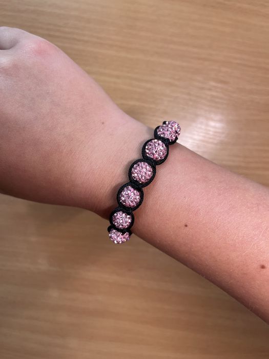 Браслет шамбала рожевий з блискітками