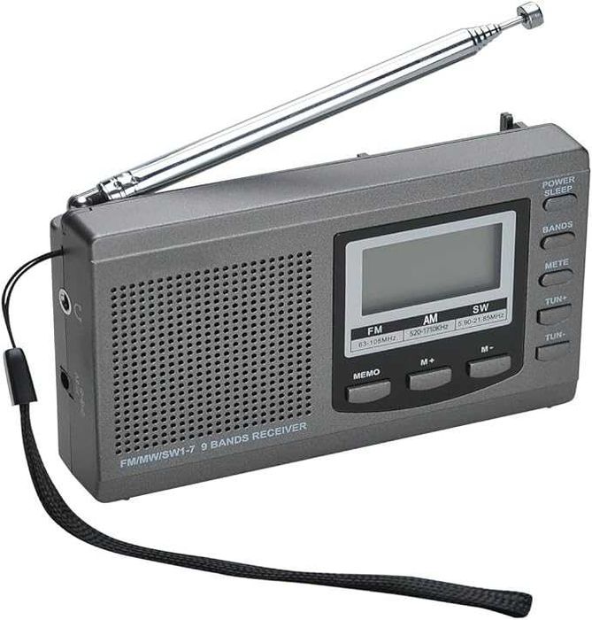 Przenośne radio AM/FM/SW 9 pasm z anteną 43 cm Survival