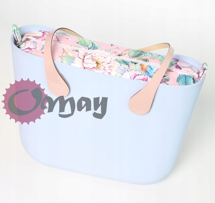 organizer OBAG STANDARD kwiaty welur pudrowyróż 2 kieszenie wkład OMAY