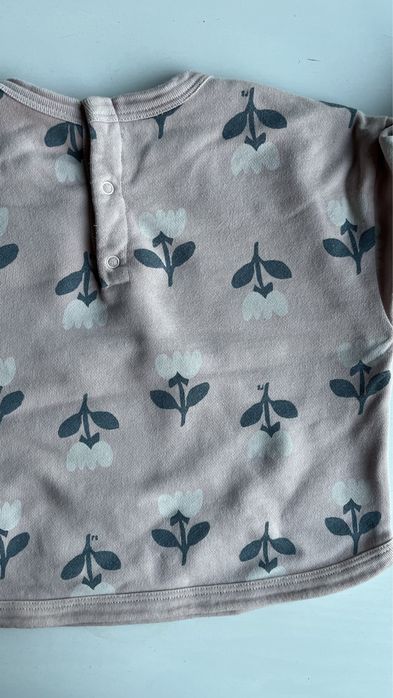 Petit Bateau Bluza spodnie dres komplet  z moltonu z wzorem kwiatów