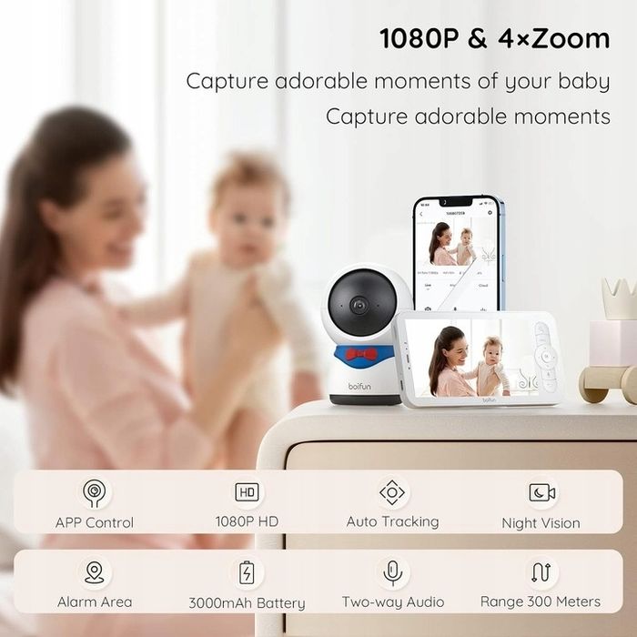 Niania Elektroniczna Z Kamerą Boifun 5S 1080p 5 cali
