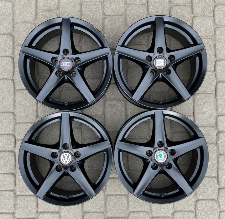 ALUFELGI CZARNE 16 FELGI ALUMINIOWE ALUSY VW SKODA SEAT AUDI MERCEDES 5x112 ET35 7,5Jx16H2 R16