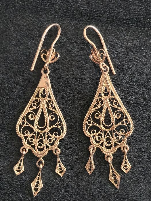 Сережки вишукані філігранні підвіски золото 583