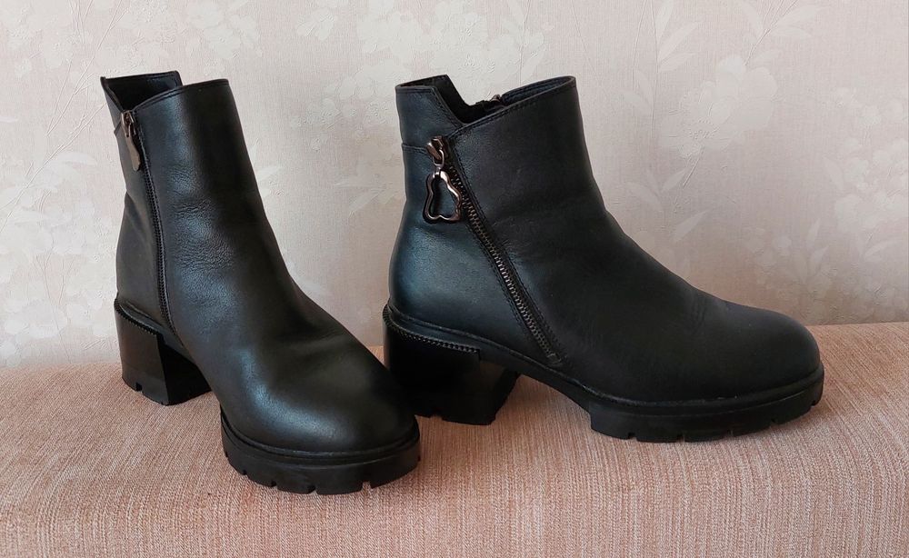 Зимові напівчоботи ботинки уггі. Натур.шкіра, хутро, тракторна підошва