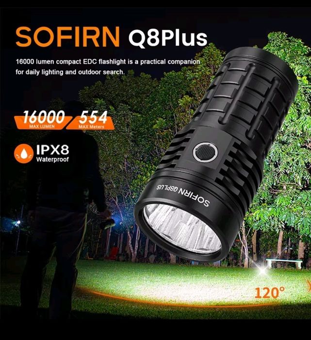 Latarka Sofirn Q8 Plus + 3x aku.2700/5000mAh/ Wysyłam natychmiast z PL