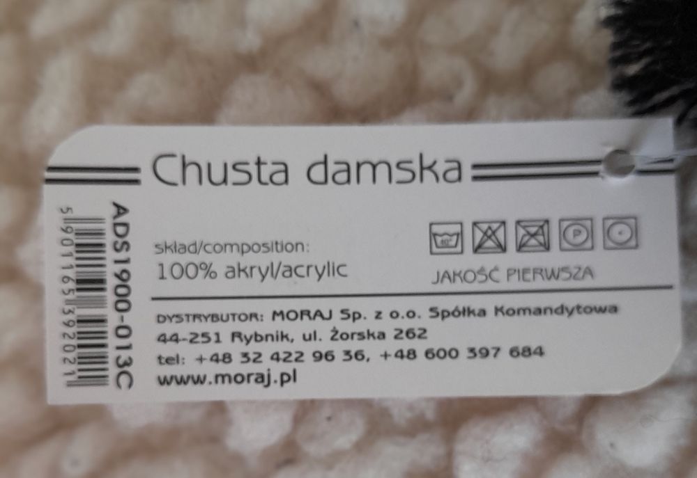 Chusta ciepła akryl 135x135cm nowa