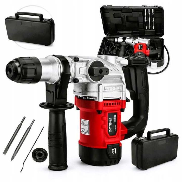 Młot Udarowy 2800W SDS-PLUS 6J Młotowiertarka 3Tryby Walizka Zestaw*