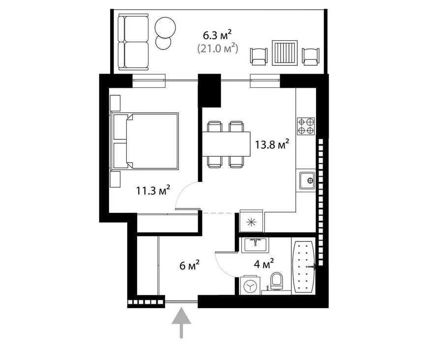 1-room apartment apartment by the address st. Tivodara Legotskogo (area 41,4 m²) - Atlanta.ua - photo 5