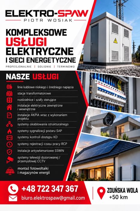 Elektryk Zduńska Wola | Instalacje Elektryczne | Fotowoltaika | Monitoring | Alarmy