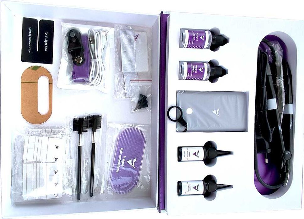 Oryg V-Light Hair Extensions Niewidoczne Przedłużanie Włosów UV Zestaw
