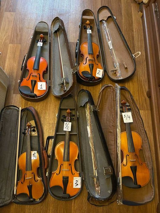 Скрипка советская 1/4  1/2  3/4 деревянные колки подбородники