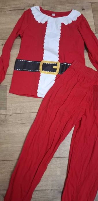 Новорічна дитяча піжама Санта Клаус 8-10 років 100% бавовна