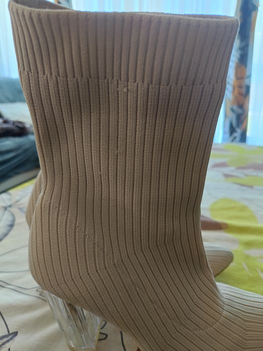 Buty na przezroczystym obcasie skarpety ściągacz elastyczna cholewk 40