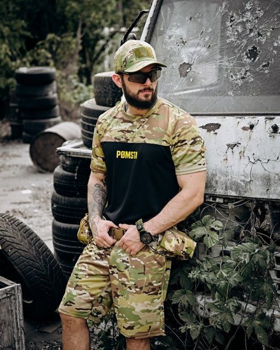 Тактичний літній мілітарі комплект POMSTA шорти футболка літня військова форма мультікам