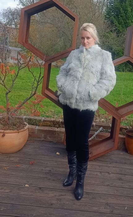 Kożuch naturalny kożuszek prawdziwy vintage SWAG