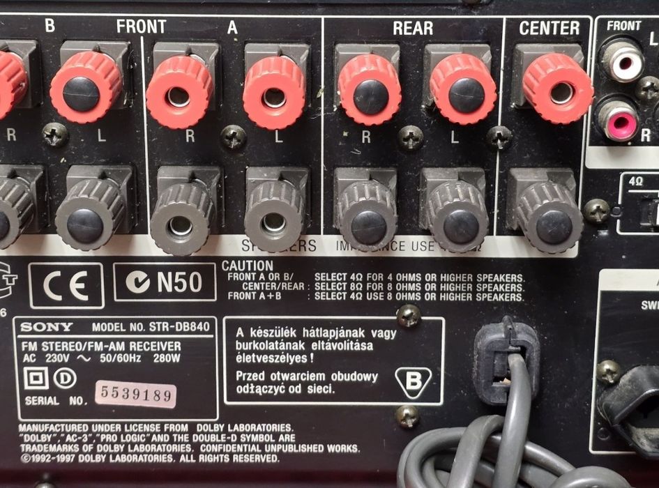 Sony STR DB 840 QS 5x100W pilot Amplituner kina domowego wzmacniacz