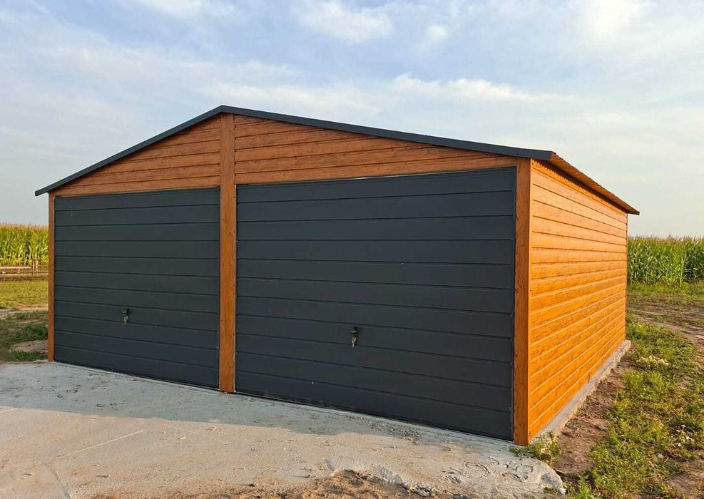 Garaż Blaszany 6x5 Drewnopodobny, Dwuspadowy, Montaż GRATIS!