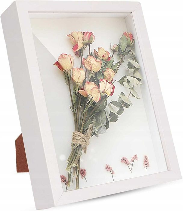 Ajerg – Rama 3D do wypełnienia 27x32 cm, biała, drewniana „shadow box”