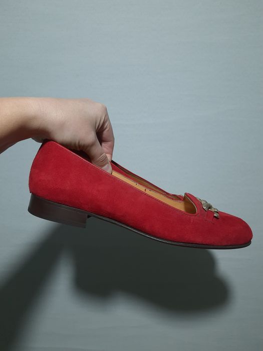 Червоні лофери з натуральної замші 8/ 41 великий розмір