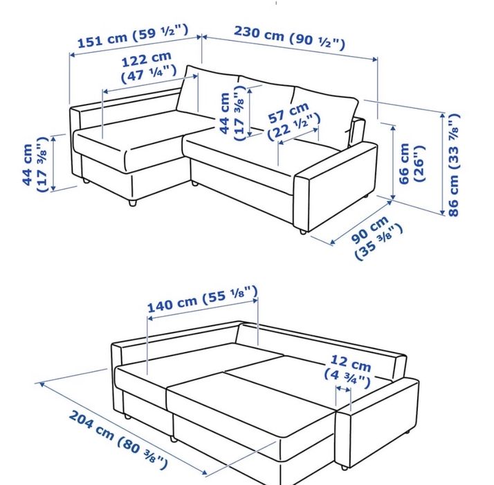 Sofá cama de 3 lugares com chaise long