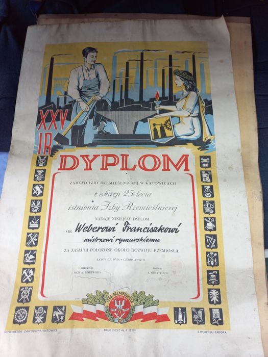 Dyplom z Katowic prl