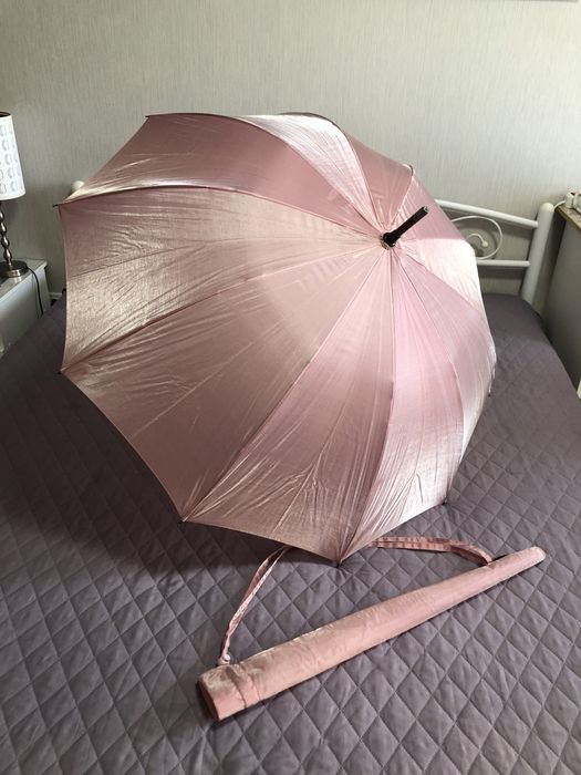 Прочный розовый большой перламутровый зонт трость парасолька