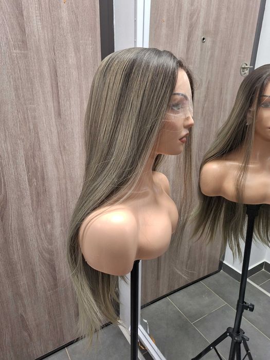Długa Prosta Ciemny Blond Peruka Koronkowej Siateczce Lace Front Wig