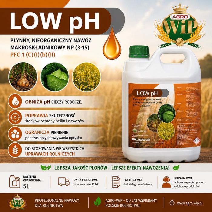Kondycjoner wody do oprysków LOW pH |obniża pH, poprawia skuteczność oprysków| 5l| 52,92zł/l