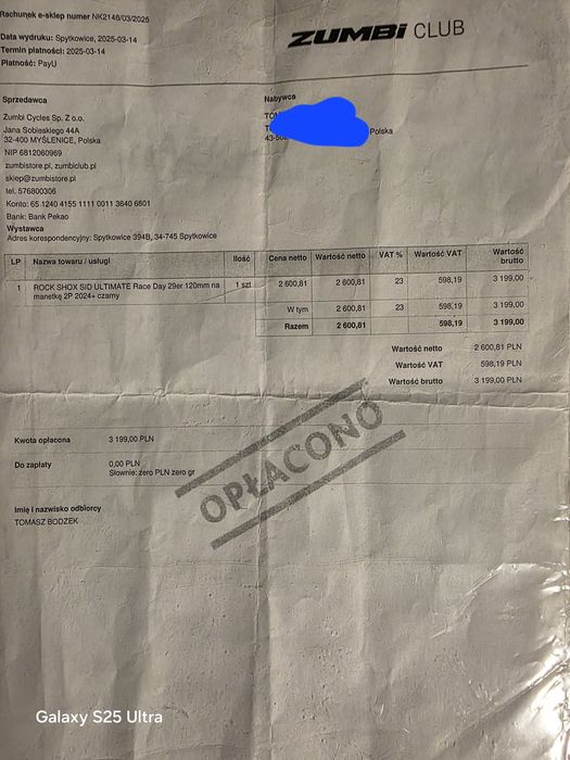 ROCK SHOX SID ULTIMATE Race Day 29er 120mm na manetkę 2P 2024+ czarny