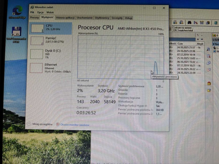 Komputer AMD Athlon II X3 450, 8GB ram, 120 GB ssd, monitor