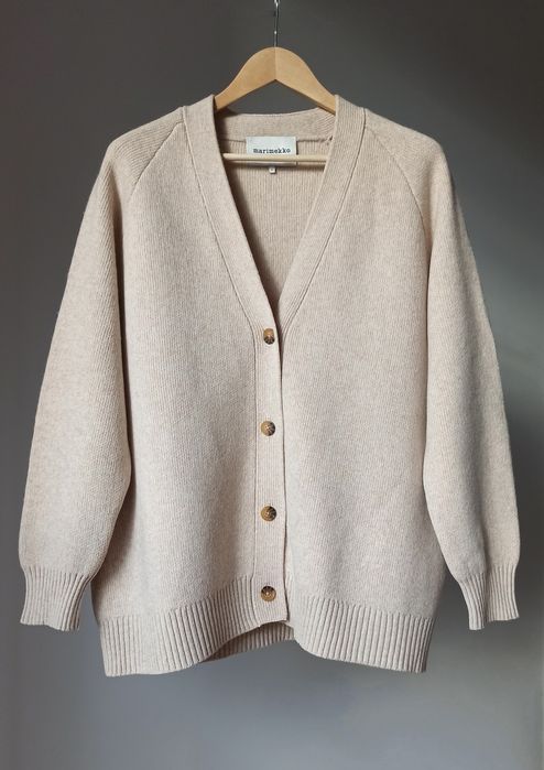 Marimekko wełniany kardigan sweter beżowy wełna 100%