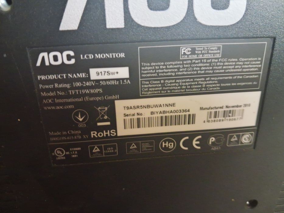 Monitor AOC TFT19W80PS 23 Cale