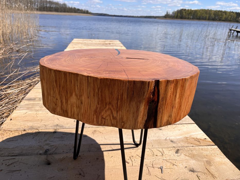 Stolik kawowy handmade z dębu czerwonego
