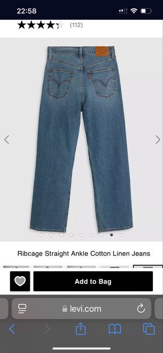 Жіночі сині джинси Ribcage Straight Ankle 25 р