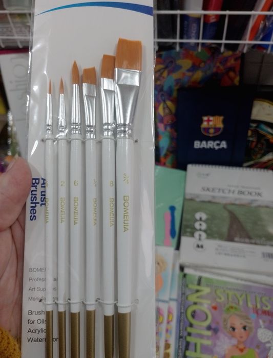 Набори нейлонових пензликів для малювання Bomeijia по 6шт, 3 варіанти