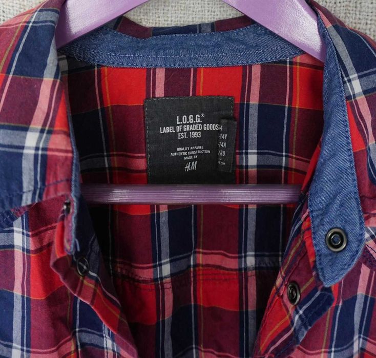 Koszula w kratę damska czerwona H&M 38 M bawełniana 2KY drwal