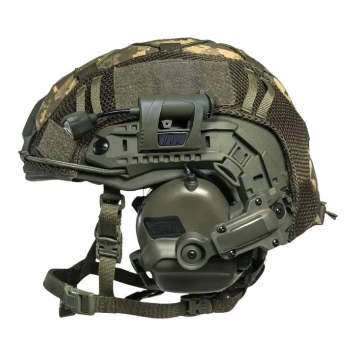 Тактичні навушники  Earmor M31 на шолом кріплення чебурашки + ліхтар